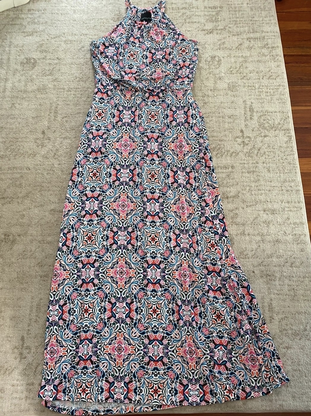 Cynthia Rowley Pink & Navy Patterned Halter Maxi Dress